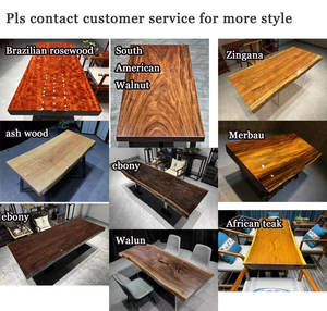 Arredamento per <span class=keywords><strong>Ristorante</strong></span>, Tavolo da Pranzo con Piano in Legno Massello Naturale, Grande Lastra di Quercia o Noce - Product Image 6