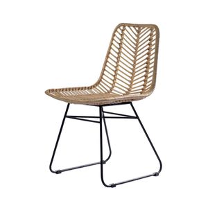 Silla de Comedor Moderna para Jardín, de Mimbre Sintético y Ratán PE, Estilo Contemporáneo Minimalista, con Patas de Metal, para Patio, Restaurante o Cafetería - Product Image 4