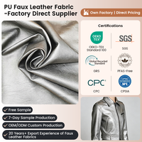 Rouleau de cuir PU métallisé argenté sans PFAS TANGSHINE TSR4104, simili cuir imperméable 0,65 mm 54/55 pouces, finition effet mouillé pour robe