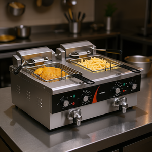Freidora eléctrica comercial Vevor de 3500W con doble tanque de 2x9Qt de acero inoxidable para uso en restaurantes - Product Image 2