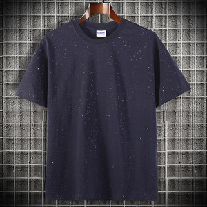 HG9910 Nuova T-shirt Estiva da <span class=keywords><strong>Uomo</strong></span> a <span class=keywords><strong>Mezza</strong></span> <span class=keywords><strong>Manica</strong></span>, Casual, Tinta Unita, Versatile, con Strass Termoadesivi, in Tessuto Lavorato a Maglia, Vestibilità Ampia - Product Image 6
