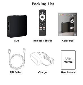 กล่องรับสัญญาณทีวีดิจิตอล Dcolor GD2 รับรองโดย Google ความละเอียด 4K UHD ระบบ Android 14 ชิปประมวลผล Amlogic S905Y4-B แรม 2GB DDR4 ความจุ 32GB กล่องสมาร์ททีวี OTT สำหรับขายส่ง - Product Image 6
