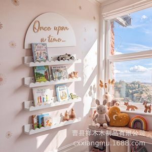Wall Mounted Storage <b>Rack</b> For Kids Room White 4 Tier Bookshelf Toy Organizer Decorative <b>Shelves</b> For Children's Books And Toys - Product Image 1