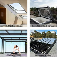 Fenêtre de toit électrique automatique à double vitrage avec cadre en aluminium, étanche, à ouverture battante, avec contrôle anti-insectes, directement de l'usine