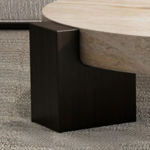 Tables basses rondes italiennes OEM ODM, style nordique moderne, meubles de <span class=keywords><strong>salon</strong></span>, base <span class=keywords><strong>en</strong></span> bois de frêne massif, plateau <span class=keywords><strong>en</strong></span> marbre <span class=keywords><strong>travertin</strong></span> - Product Image 6