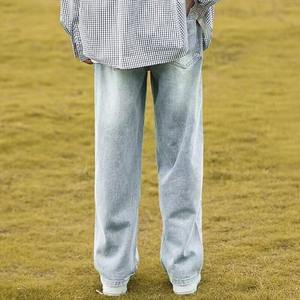 Herren Loose Fit Light-Coloured Retro Wide Legs Baggy Denim Jeans Atmungsaktive Modemarke Straight Pants für den Winter - Product Image 2