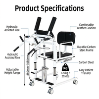 Chaise de transfert hydraulique réglable en acier au carbone chromé pour patient alité, pour lit, toilettes, salle de bain, commode médicale