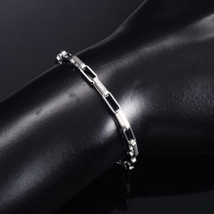 Pulsera de Cadena de Acero Inoxidable, Chapada en Oro, Tono Plateado, Diseño Clásico de Eslabones, Joyería Unisex, Pulseras Geométricas de Metal - Product Image 5
