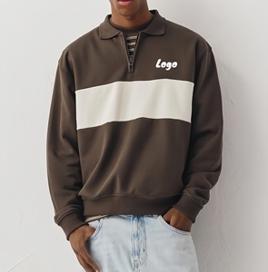 OEM Custom 100% Cotton 3d Embossed 1/4 Quarter Half Zip Pullover <strong>Jumper</strong> Fleece Vintage Oversized <strong>Mock</strong> Neck Sweatshirt <strong>Men</strong> - Product Image 1