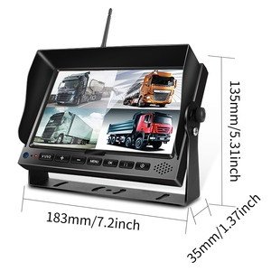 7 Inch Cordless Quad Screen Support 256GB MDVR With Digital <b>Wireless</b> Backup Rear View <b>Camera</b> for Car Truck Lorry Trailer Bus Wir - Product Image 6