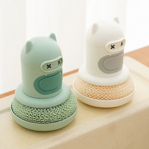 New Arrival Zenidoo Silver Kitchen Push-Type Automatic <b>Liquid</b> Pot Brush Cute Eco-Friendly <b>Silicone</b> Handy Gadget Cleaning - Product Image 1