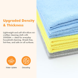Serviettes de nettoyage en microfibre 200gsm pour les services de nettoyage généraux Chiffons d'essuyage ménagers réutilisables 40x40 Petite serviette carrée bon marché - Product Image 2
