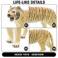 Figurine de tigre réaliste en PVC écologique jaune-noir 13x4.5x6.5cm, jouet éducatif, décoration de bureau, 3 ans et plus, unisexe