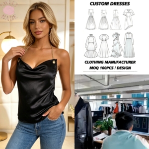Blusa de moda para mujer con cuello halter de cadena metálica, sin mangas y sin espalda, ideal para fiestas, discotecas y ocasiones diarias. - Product Image 1