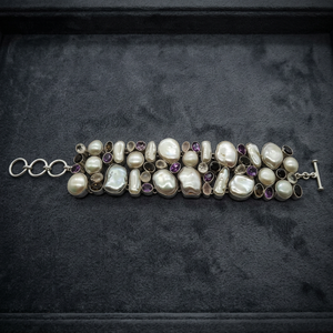 Women's 925 <b>Silver</b> <b>Charm</b> <b>Bracelet</b> with Natural Stone Multistone Bezel Setting Classic Style Gift - Product Image 2