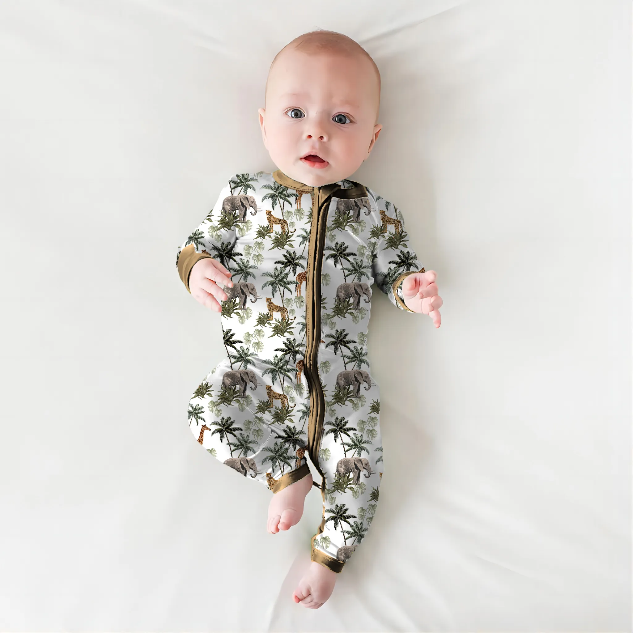 HONGBO Newborn Baby Clothes Kids Clothing Natural Fabric Long Sleeves 95% Bamboo 5%Spandex Zipper Baby Romper Pajamas