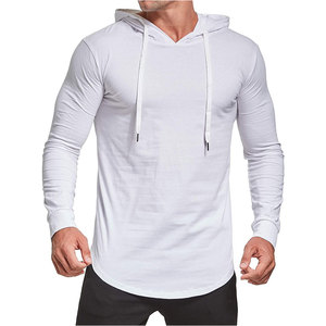 Sudadera con capucha de forro polar ajustada con logo personalizado, transpirable, ligera, de color sólido, para gimnasio, fitness, correr y hacer ejercicio. - Product Image 4