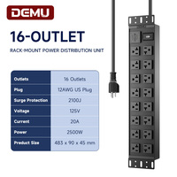 PDU pour rack 19 pouces, 16 prises US 20A, interrupteur de surcharge, protection contre les surtensions 2100J, multiprise 2500W, certifié ETL