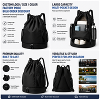 Sac à dos à cordon personnalisé en gros, sac de sport étanche avec séparation humide/sec et compartiment à chaussures indépendant