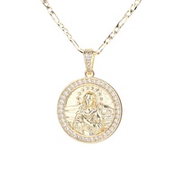 Nom personnalisé Haute Couture blanc pièce de monnaie catholicisme tête de jésus Fine Moissanite collier pendentif