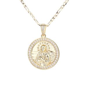 Nom personnalisé <span class=keywords><strong>Haute</strong></span> Couture blanc pièce de monnaie catholicisme tête de jésus Fine Moissanite collier pendentif - Product Image 3