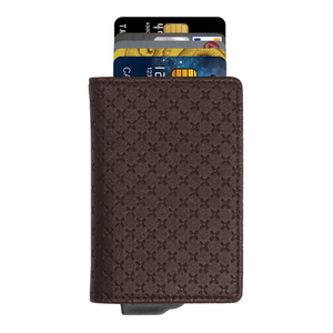 CardHoda Aluminum Card Holder <b>RFID</b> <b>Blocking</b> Minimalist <b>Wallet</b> Unisex Short Fold Closure Geometric Pattern PU Lining - Product Image 3