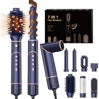 Sèche-cheveux pliable 7-en-1 personnalisé avec diffuseur et boucleurs automatiques, styler à air chaud pour salon et voyage