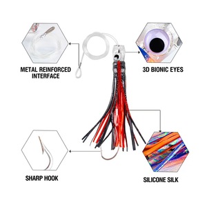 Leurre artificiel pré-noué avec tête de jig, jupe de calamar et plumes pour la pêche au brochet en eau salée, en mer, en <span class=keywords><strong>bateau</strong></span> et la pêche à la traîne - Product Image 4