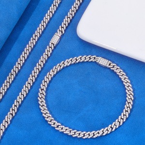 Collana e Bracciale da <span class=keywords><strong>Uomo</strong></span> di Lusso con Catena Cubana Hiphop in <span class=keywords><strong>Argento</strong></span> 925 Europeo da 5mm con Moissanite VVS Colore D, Gioielli di Alta Gamma - Product Image 2