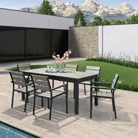 Conjunto de 7pcs móveis pátio exterior, tabelas e cadeiras de jardim conjunto de móveis pátio ao ar livre cadeiras de vida