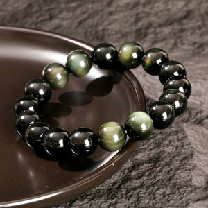 Bracciale in Ossidiana Arcobaleno Naturale 8A di Alta Qualità JD GEMS, Bracciale Elastico Unisex Iridescente con Occhi per Guarigione Emotiva - Product Image 6