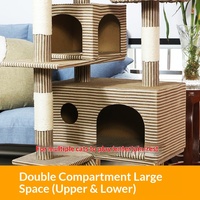 Arbre à chat tout-en-un avec structure d'escalade et lit pour chat, en panneau de densité, 120 cm, gain de place, grande taille, hauteur extensible, pour usage domestique