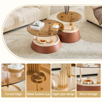 Ensemble de tables basses gigognes modernes en verre et métal avec rangement et design portable pour salon