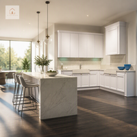 XINGRUO Armoires de cuisine modernes de luxe personnalisées en contreplaqué crème, écologiques, finition peinture PU mate, vente en gros directe d'usine