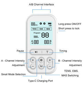Masajeador de pulso electrónico personalizado, máquina de unidad TENS, equipo de fisioterapia para el hogar de bajo pulso Timable EMS, 60 modos de masaje - Product Image 5