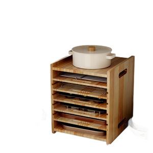 Estante de almacenamiento vertical de madera para cocina, organizador de bandejas de hornear de 7 niveles, gabinete portátil para utensilios de cocina y repostería. - Product Image 5