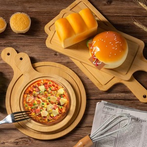 Jiufeng Solid Wood Pizza Tray Round Square Multi Size With Handle For Serving Food Household Use - Product Image 1