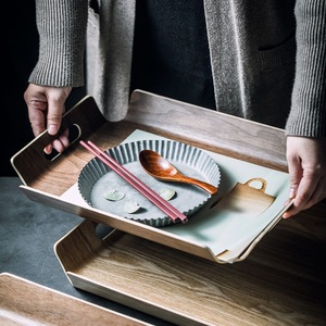 <span class=keywords><strong>Bandeja</strong></span> de café comercial de madera con doble asa, <span class=keywords><strong>bandeja</strong></span> <span class=keywords><strong>rectangular</strong></span> para tetera, soporte para tazas, apta para microondas, estilo japonés, ligera - Product Image 3