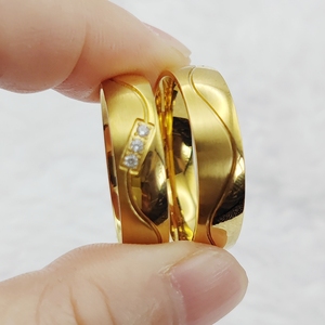 Vente chaude bijoux d'amant luxe son et le <span class=keywords><strong>sien</strong></span> anneaux de mariage promesse couples dorés anneaux grand 1 paire - Product Image 1