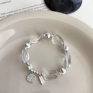 S925 Sterling Silver White Crystal <b>Bracelet</b> Elastic <b>Rope</b> Women's Jewelry Everyday Wear - Product Image 3