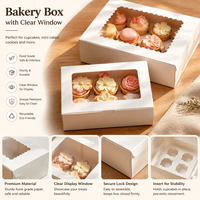 Boîtes à cupcakes (6 pièces), contenants à cupcakes (12 emplacements) avec fenêtre, support à cupcakes de qualité alimentaire pour fêtes, desserts de boulangerie