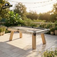 Table de billard extérieure en verre transparent de luxe moderne, design de créateur, avec pieds en bois, directement de l'usine