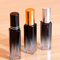 Flacon de parfum vide carré en verre dégradé noir personnalisé de 3 ml, 5 ml, 8 ml, 10 ml, 15 ml pour cosmétiques, avec pulvérisateur et couvercle en plastique