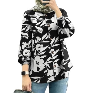Auf Lager: Grenzüberschreitend für Malaysia 2025 – Neue Damen-Frühlingsbluse aus Polyester mit modischen Puffärmeln und Blumenmuster - Product Image 5
