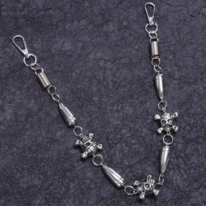 โซ่คาดเอวรูปหัวกะโหลก โลหะผสมสังกะสี สไตล์ฮิปฮอป สำหรับตกแต่งกางเกง  แบบเส้นเดียว สีขาว K - Product Image 3