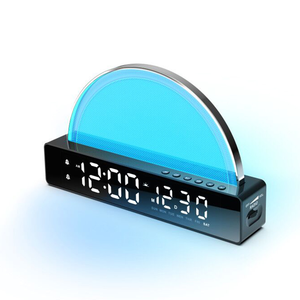 Horloge numérique de décoration intérieure, son de la nature, <span class=keywords><strong>radio</strong></span> FM, réveil avec date et température, bruit blanc, horloge de bureau, lumière de réveil au lever du soleil - Product Image 5