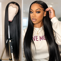 Perruque Lace Front en Cheveux Humains Vierges Naturels, Lisse Comme un Fil, Cuticules Alignées, Densité 180%, Dentelle Transparente HD Effet Peau, Qualité 12A