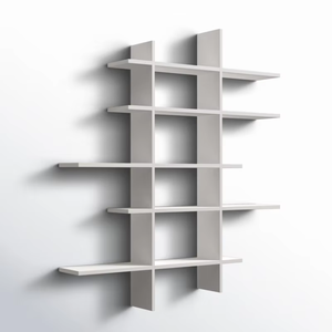 Étagère murale asymétrique moderne en bois blanc au design classique pour la décoration et le rangement du salon - Product Image 4