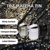 Boîte en métal personnalisée en gros 30g 1OZ, vente chaude, pour Matcha, café, protéines en poudre, thé, avec étiquettes autocollantes, bouchon à vis, couvercle portable pour sucre