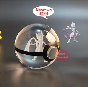 새로운 디자인 뜨거운 판매 기념품 선물 크리스탈 mewtwo k9 pokeball 공